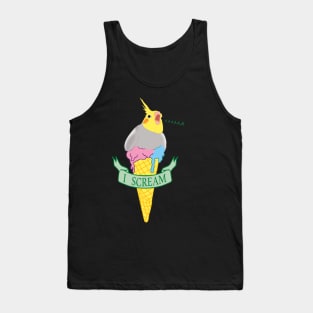 Funny Parrot Pet Doodle I Scream Ice Cream Cockatiel Tank Top